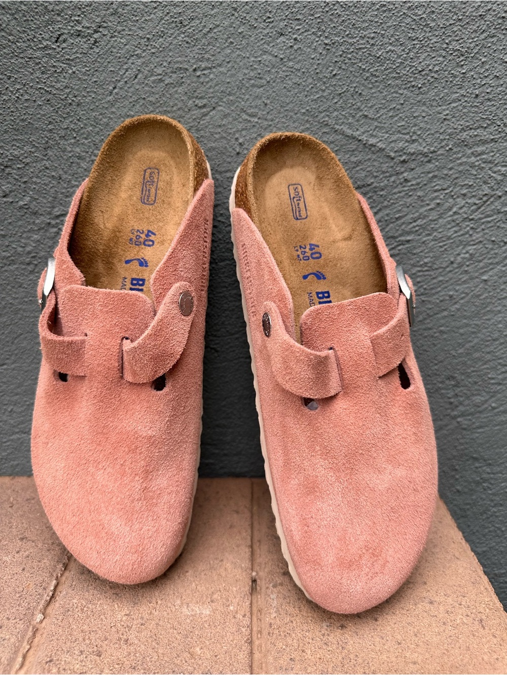 Birkenstock Boston Light Rose Suede Clog Soft Footbed 40 Narrow